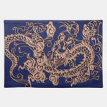 Copper Dragon on Royal Blue Leather Texture placemats