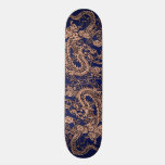 Copper Dragon on Royal Blue Leather Texture skateboards