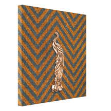 Copper Glitter Peacock Canvas Prints
