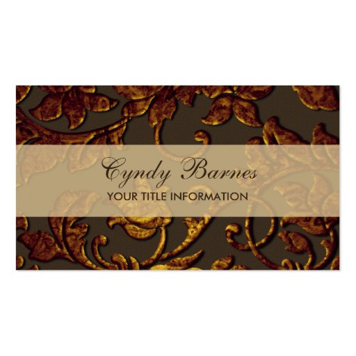 Copper Metallic Damask Business Card (front side)