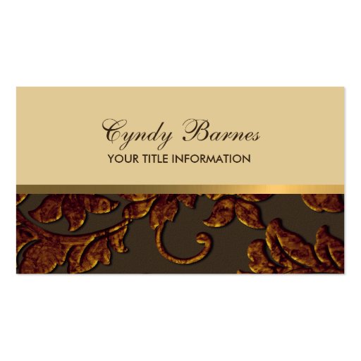 Copper Metallic Damask Business Card (front side)