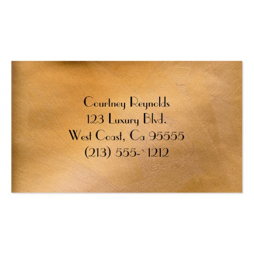Copper Metallic Restaurant Business Card (back side)