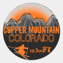 Copper Mountain Colorado orange ski art stickers