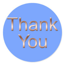 Copper on Blue Thank You Stickers stickers