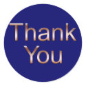 Copper on Dark Blue Thank You Stickers sticker