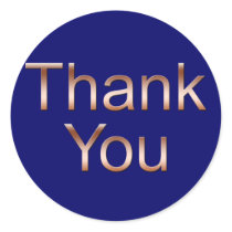 Copper on Dark Blue Thank You Stickers by FLOWGEEZ Copper on Dark Blue Thank You Stickers
