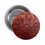 Copper Peacock Pinback Buttons