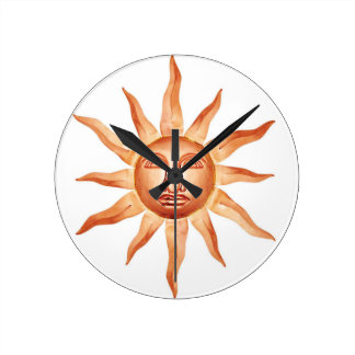 COPPER SUN ABSTRACT ROUND CLOCKS