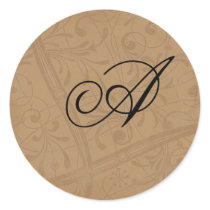 Copper Swirls Monogram Envelope Seals stickers by bwmedia Copper Swirls Monogram Envelope Seals stickers