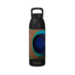 Copper/Teal/Blue Peacock Feather Drinking Bottles