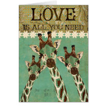 Copper & Teal  Giraffes Love Is All You Need Card cards