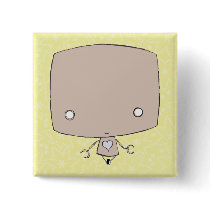 Copper the Little Robot (lemon washi print) buttons
