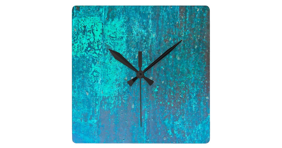 copper verdigris teal abstract modern art design square ...