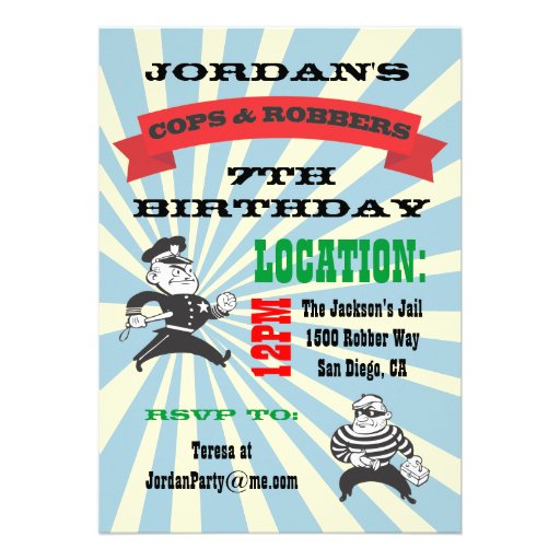 Cops and Robbers Birthday Party Invitation