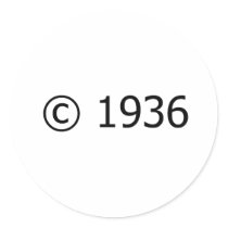 Copyright 1936 round sticker