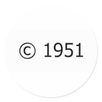 Copyright 1951 round stickers