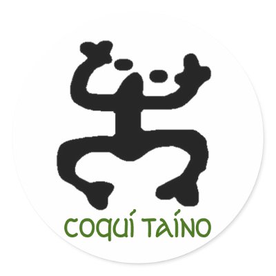 Coqui taino stickers. Taino symbol of the coqui