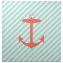 Coral Anchor Silhouette Napkin