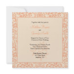 Coral and Cream Damask Wedding Invitation