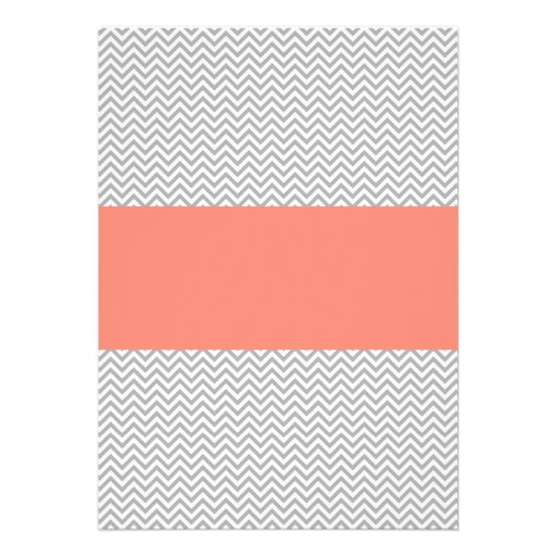 Coral and Gray Chevron Bridal Shower Card