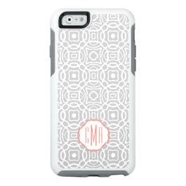 Coral and Gray Quatrefoil Custom Monogram