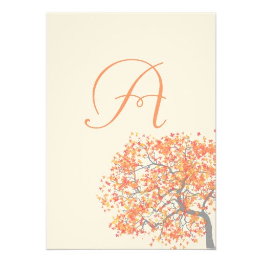 Coral and Gray Romantic Tree  Wedding Invitation