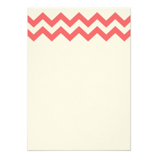 Coral and Ivory Chevron Wedding Invitations