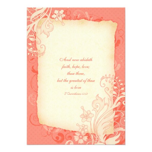 Coral and Ivory Floral Wedding Invitation