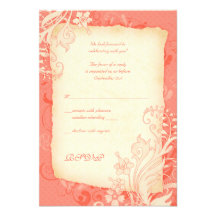 Coral and Ivory Floral Wedding Reply Card Custom Invites