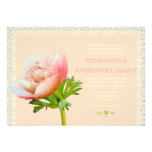 Coral and Lace Peony Floral Wedding invitations