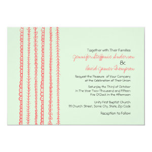 Coral and Mint Fun Doodles Wedding Invitations 5