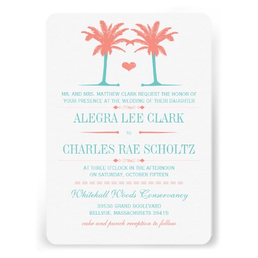 Coral and Turquoise Beach Typography Invite