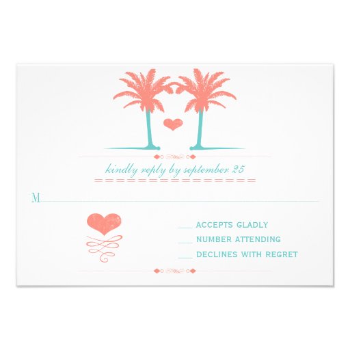 Coral and Turquoise Beach Typography Invite