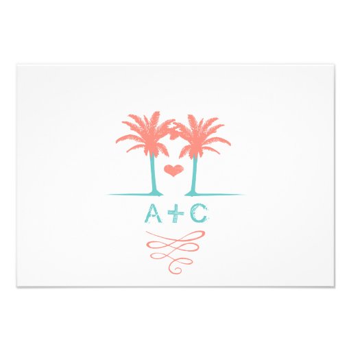 Coral and Turquoise Beach Typography Invite