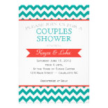 Coral and turquoise Chevron Shower Invitation