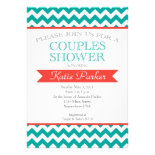 Coral and turquoise Couples Bridal Shower Invite