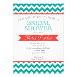 Coral and turquoise Couples Bridal Shower Invite