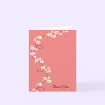 Coral and White Floral Thank You cards