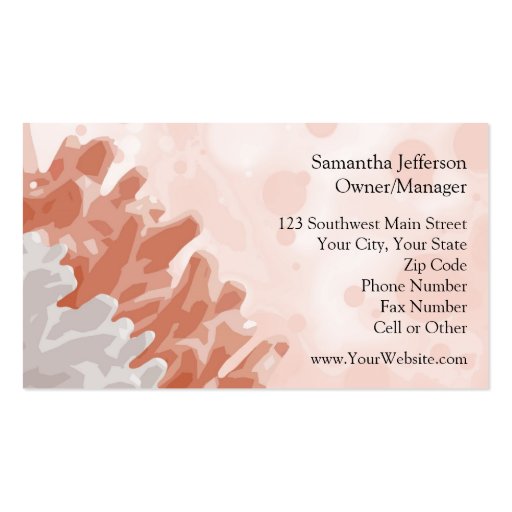 Coral and White Reef Business Card Template (back side)