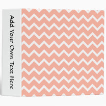 Coral and White Zig Zag Pattern. 3 Ring Binder