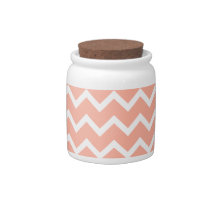 Coral and White Zig Zag Pattern. Candy Jars