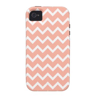 Coral and White Zig Zag Pattern. Tough iPhone 4 Cases