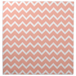 Coral and White Zig Zag Pattern. Cloth Napkins