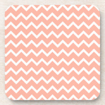 Coral and White Zig Zag Pattern. Coasters