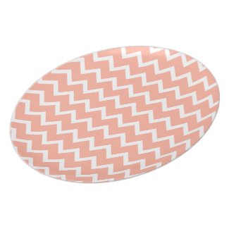 Coral and White Zig Zag Pattern. Dinner Plates