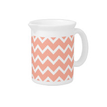 Coral and White Zig Zag Pattern. Drink Pitchers