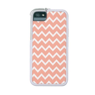 Coral and White Zig Zag Pattern. iPhone 5 Cases