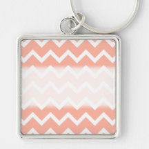 Coral and White Zig Zag Pattern. Key Chains