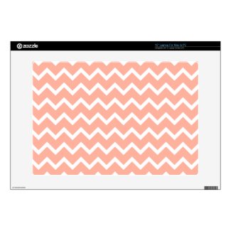 Coral and White Zig Zag Pattern. Laptop Decal