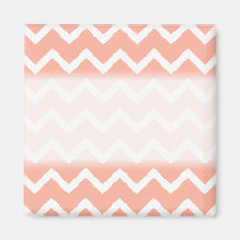 Coral and White Zig Zag Pattern. Magnet